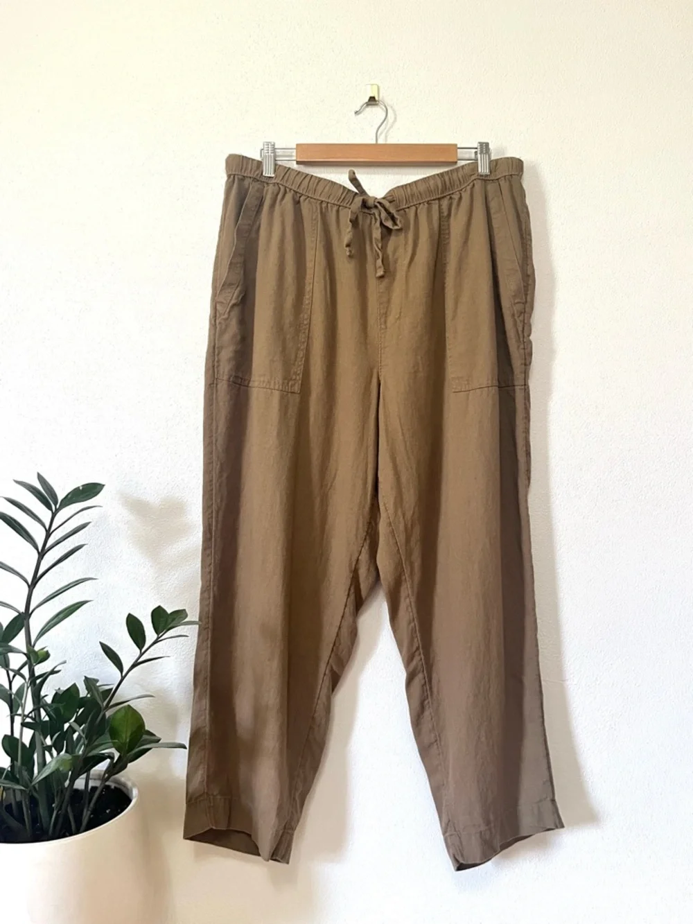 universal thread brown linen blend straight leg crop pant xl - Picture 3 of 7